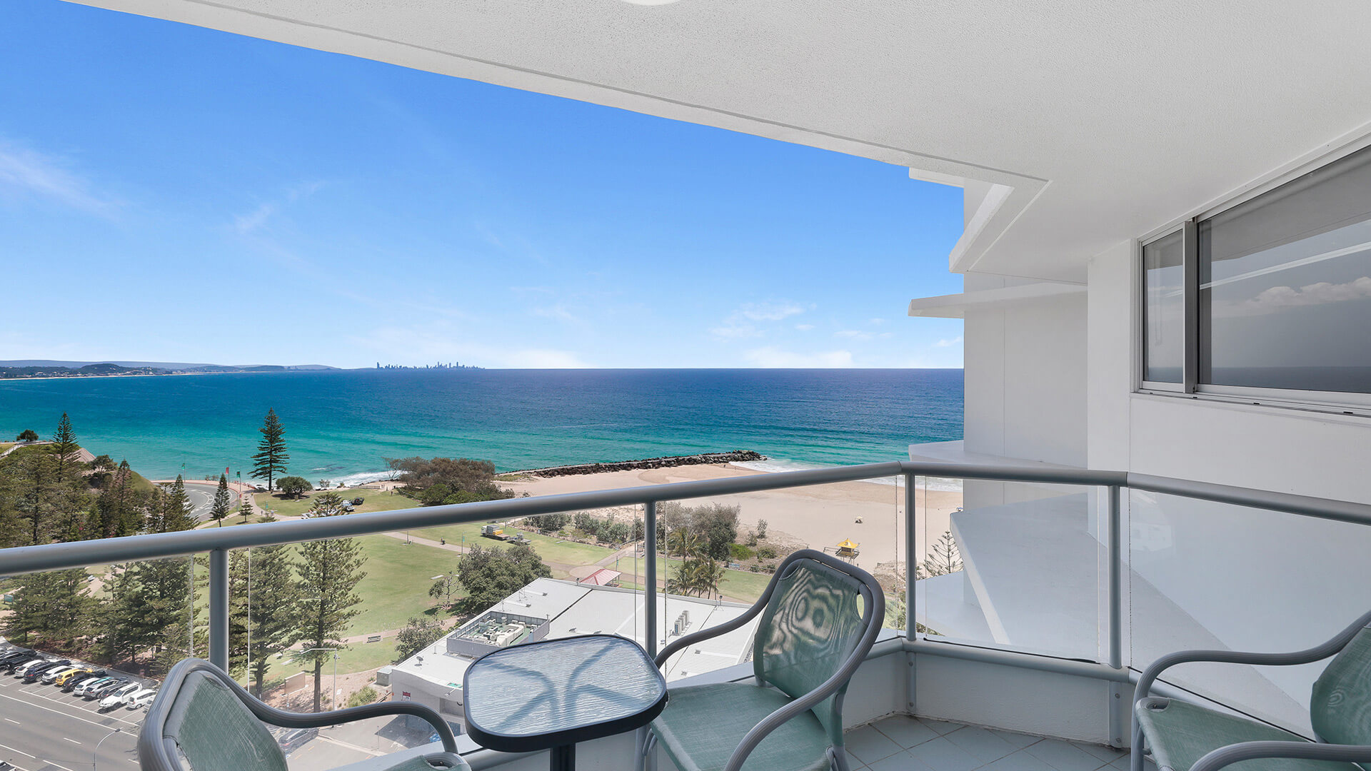 Beachfront balcony with ocean views in the Superior 1 Bedroom Ocean View Apartment at ULTIQA Points North.