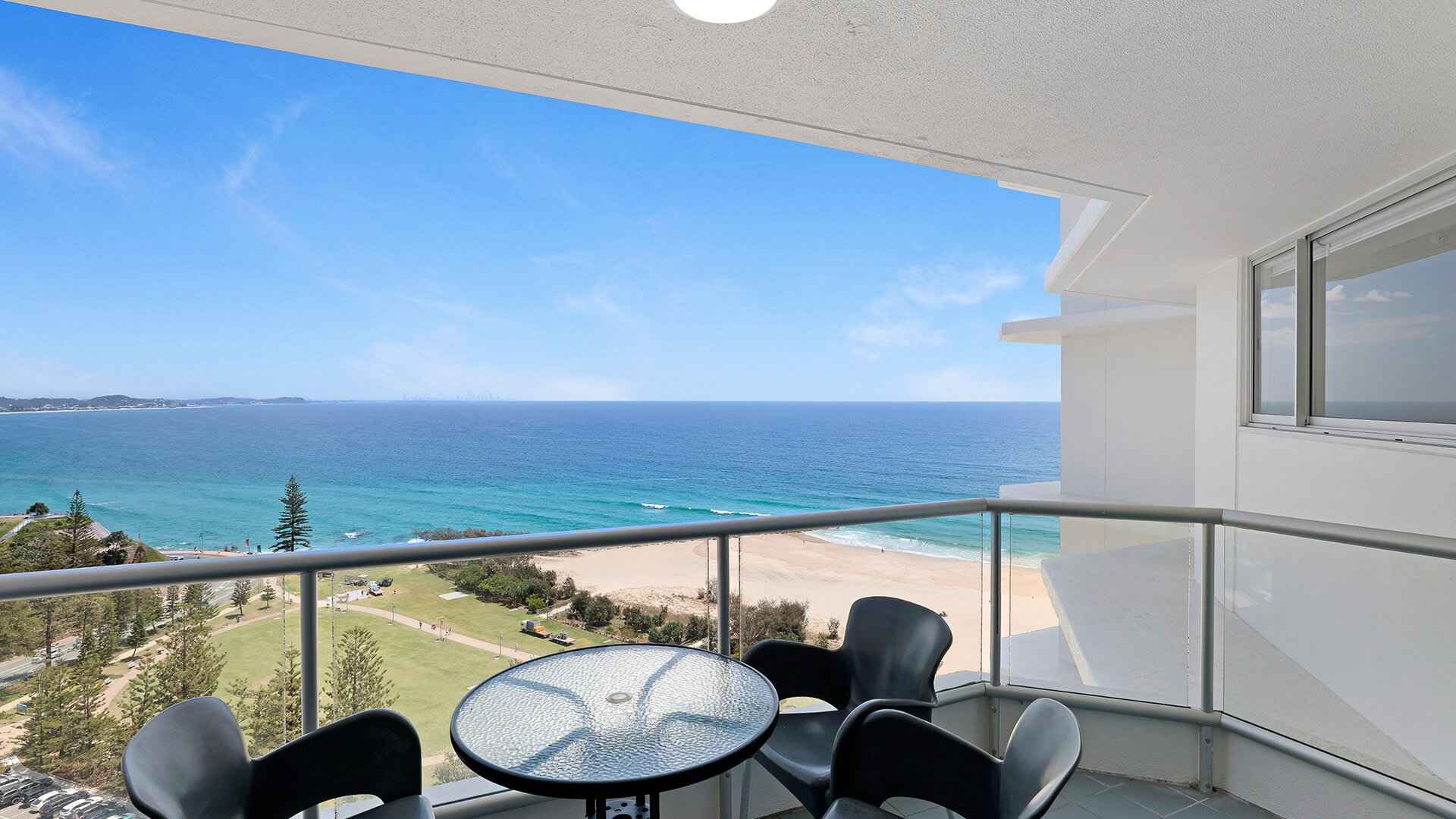 Beachfront balcony with ocean views in the Superior 1 Bedroom Ocean View Apartment at ULTIQA Points North.